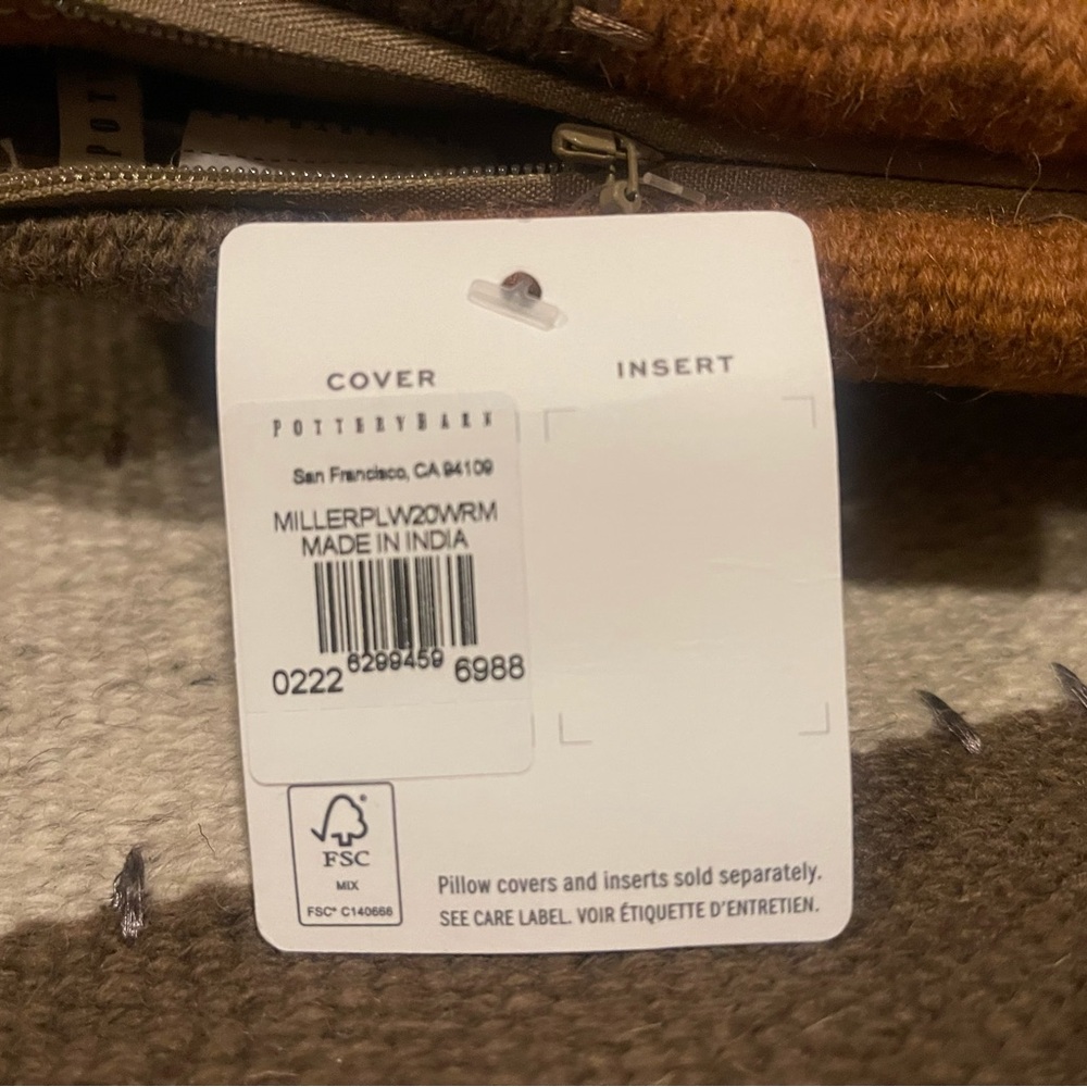 New Pottery Barn Miller Striped Handwoven Wool Pillow Cover, Warm Colors, 20” - Picture 9 of 16